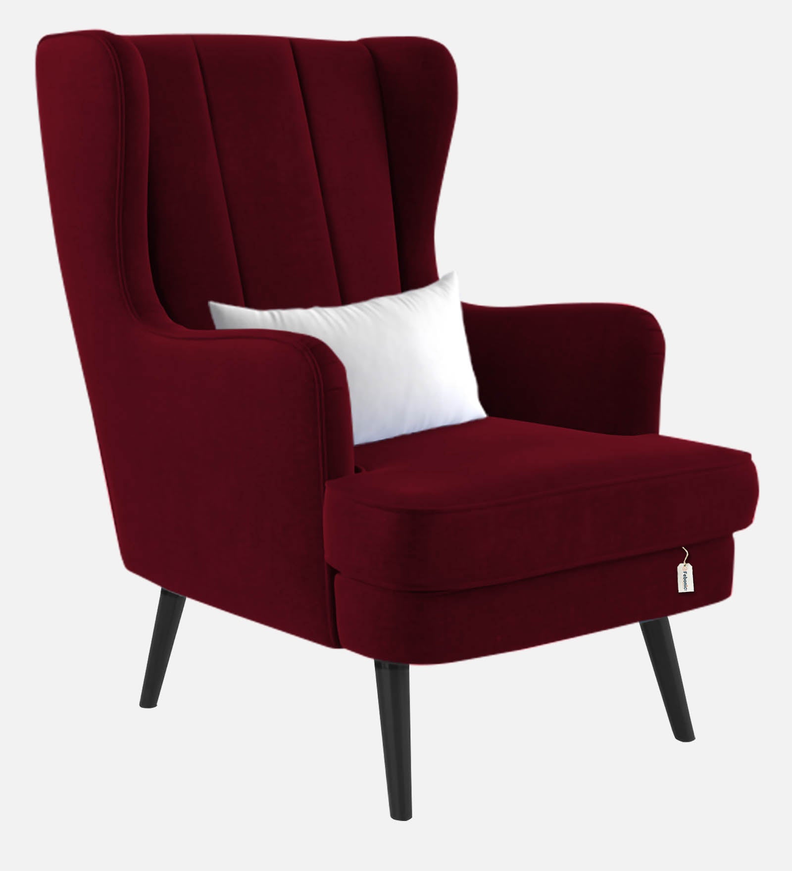 Niya Velvet Wing Chair in Dark Maroon Colour