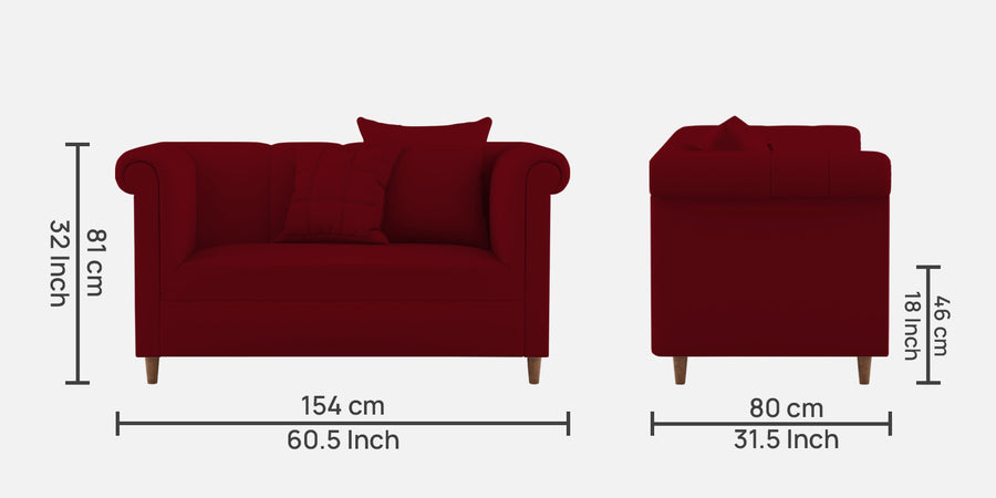 Rubi Velvet 2 Seater Sofa In Cherry Red Colour - Febonic Living