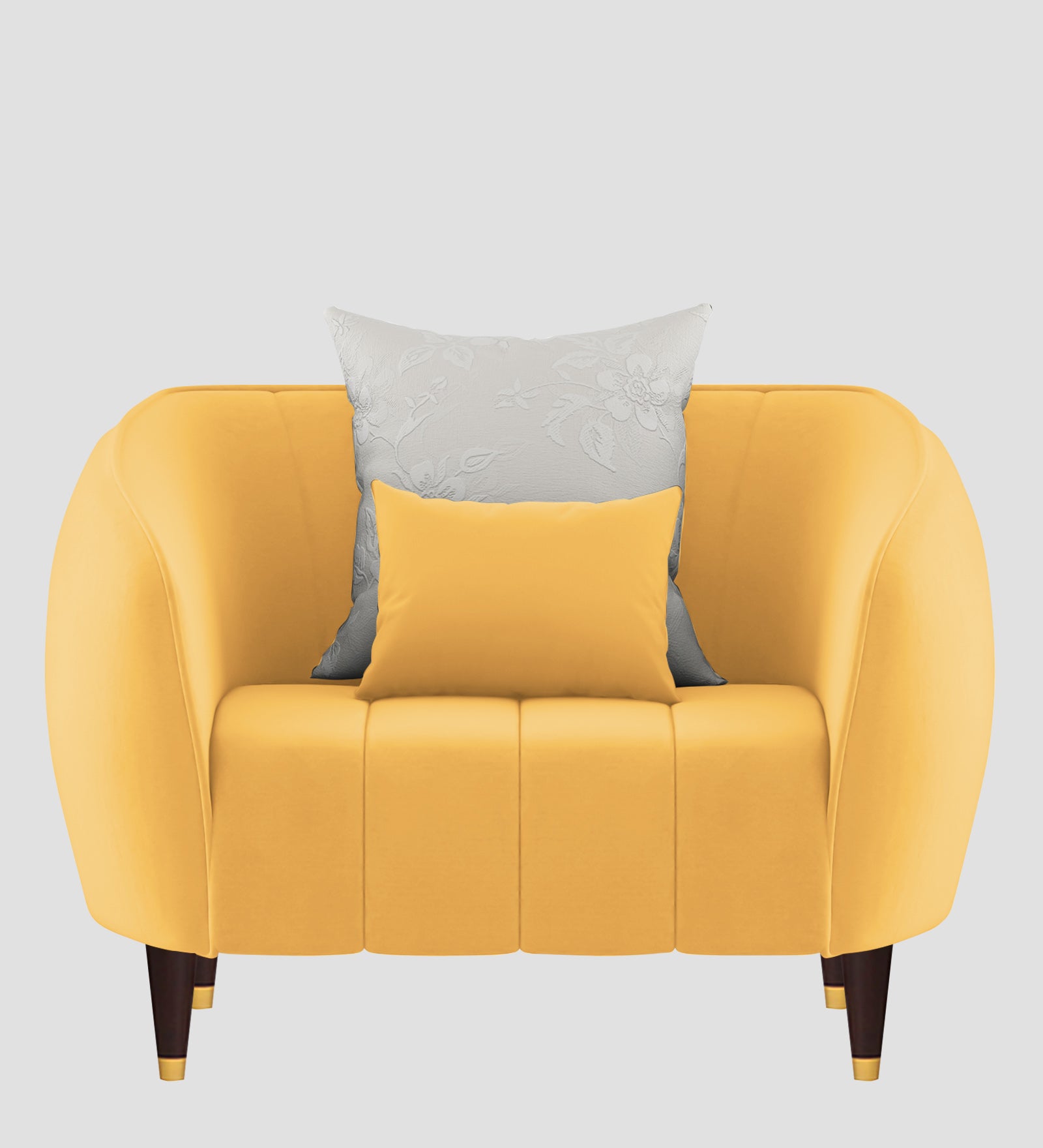 Hairo Velvet 1 Seater Sofa In  Turmeric Yellow Colour - Febonic Living