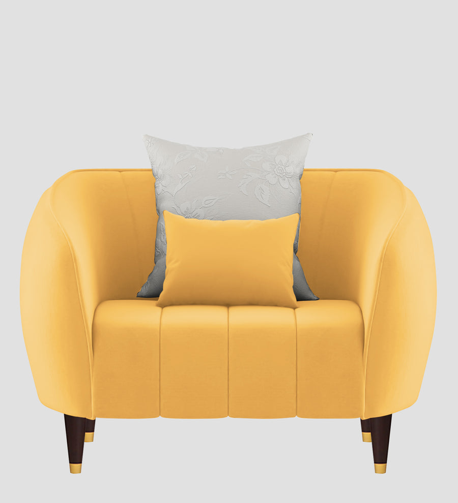Hairo Velvet 1 Seater Sofa In Turmeric Yellow Colour - Febonic Living