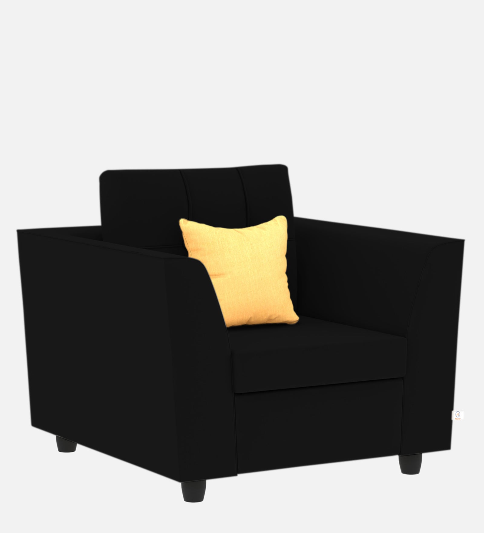 Nestin Velvet 1 Seater Sofa in Adam Black Colour