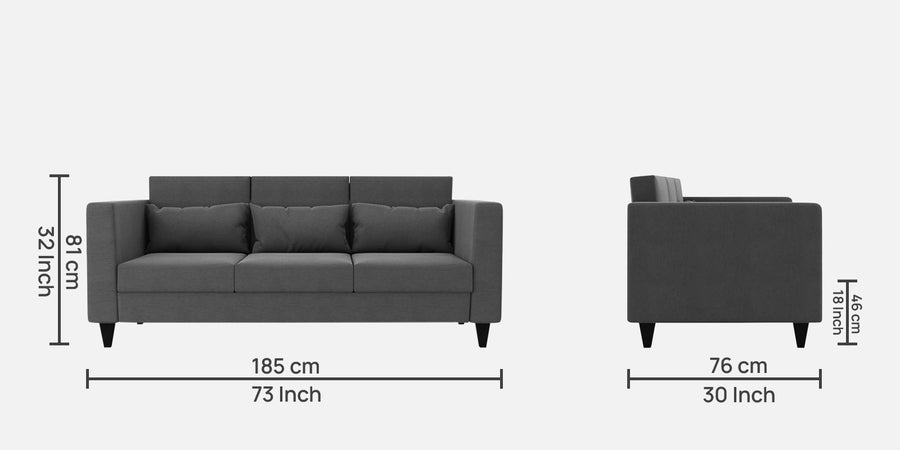 Nipul Fabric 3 Seater Sofa In Charcoal Grey Colour - Febonic Living