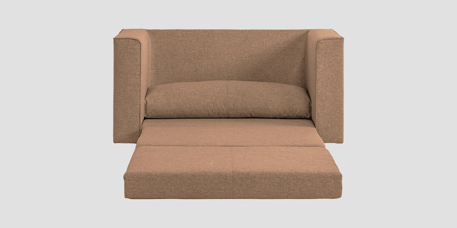 Kenia Fabric 2 Seater Foldable Sofa Cum Bed In Cosmic Beige Colour - Febonic Living