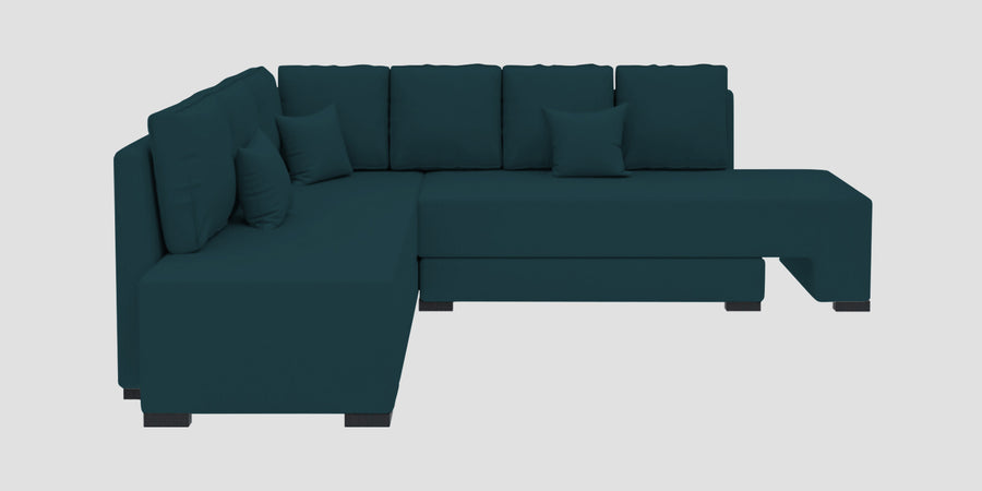 Corby Velvet Lhs 6 Seater Convertible Sofa Cum Bed In Arabian Green Colour - Febonic Living