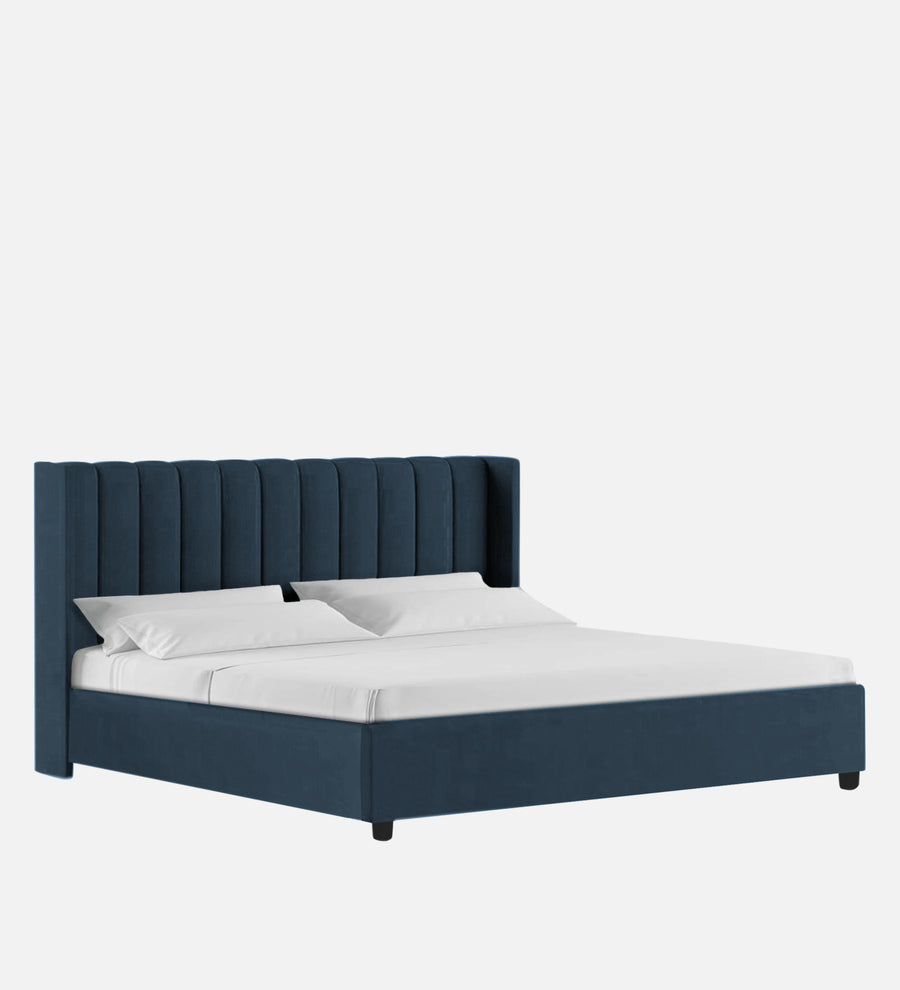 Colina Fabric Upholstered Queen Size Bed In Light Blue Colour With Box Storage - Febonic Living