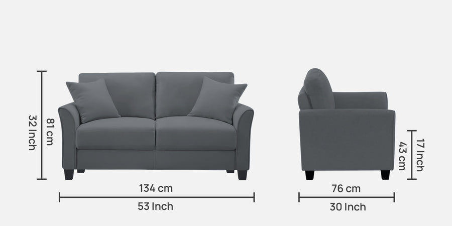 Daroo Velvet 2 Seater Sofa In Pubble Grey Colour - Febonic Living