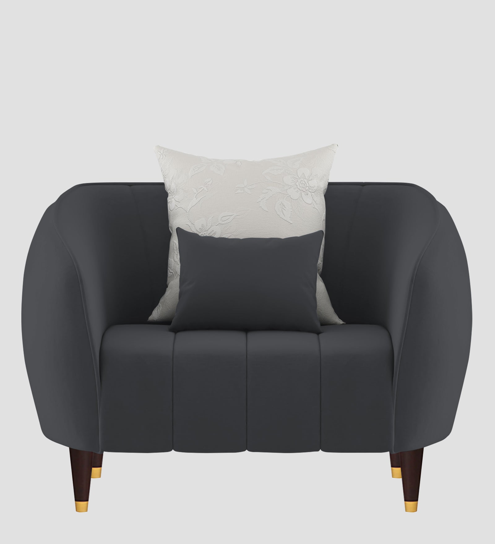 Hairo Velvet 1 Seater Sofa In  Davy Grey Colour - Febonic Living