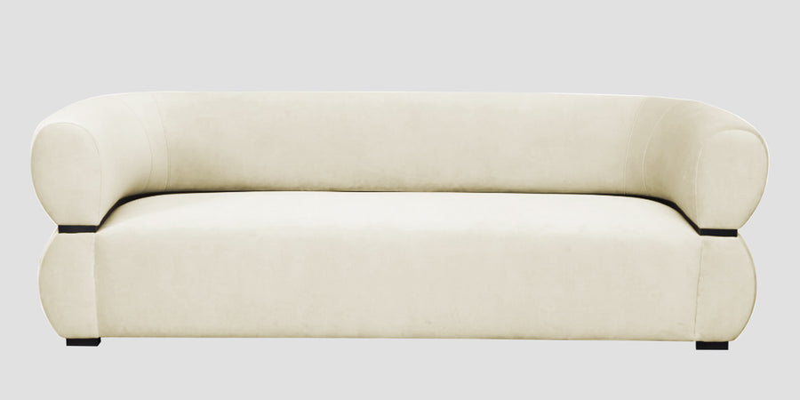 Kula Velvet 3 Seater Sofa In Warm White Colour - Febonic Living