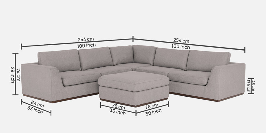 Freedom Velvet 6 Seater Lhs Corner Sofa In Pearl Grey Colour With Ottoman - Febonic Living