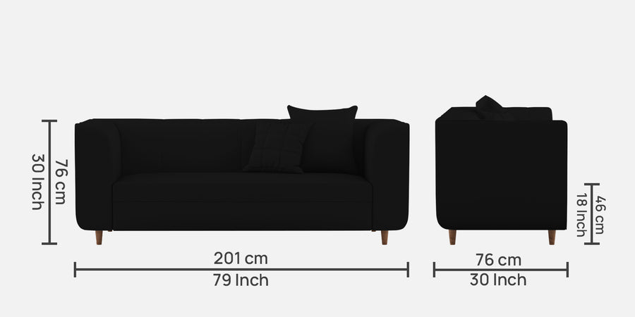 Sumo Velvet 3 Seater Sofa In Adam Black Colour - Febonic Living