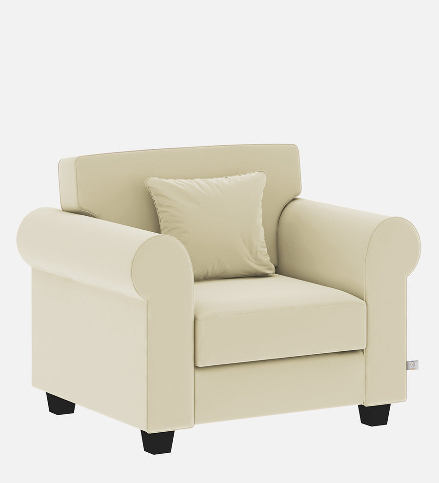Numonk Velvet 1 Seater Sofa In Warm White Colour - Febonic Living