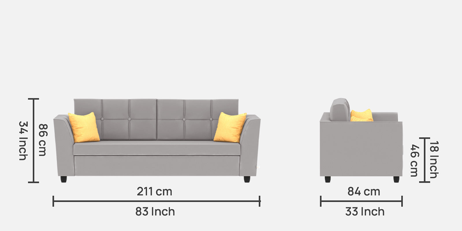 Nestin Velvet 3 Seater Sofa in light grey Colour