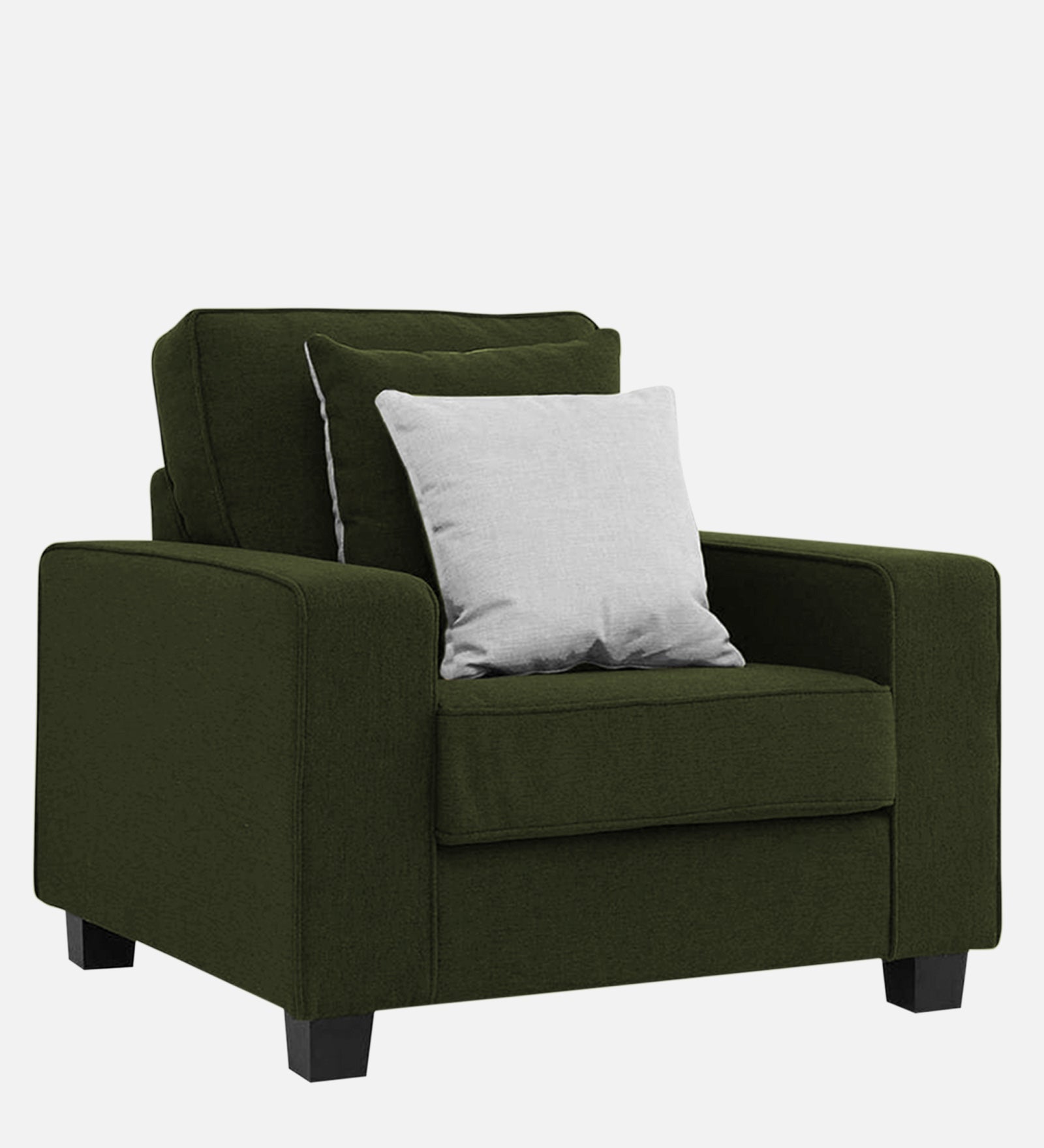 Ladybug Fabric 1 Seater Sofa In Olive Green Colour