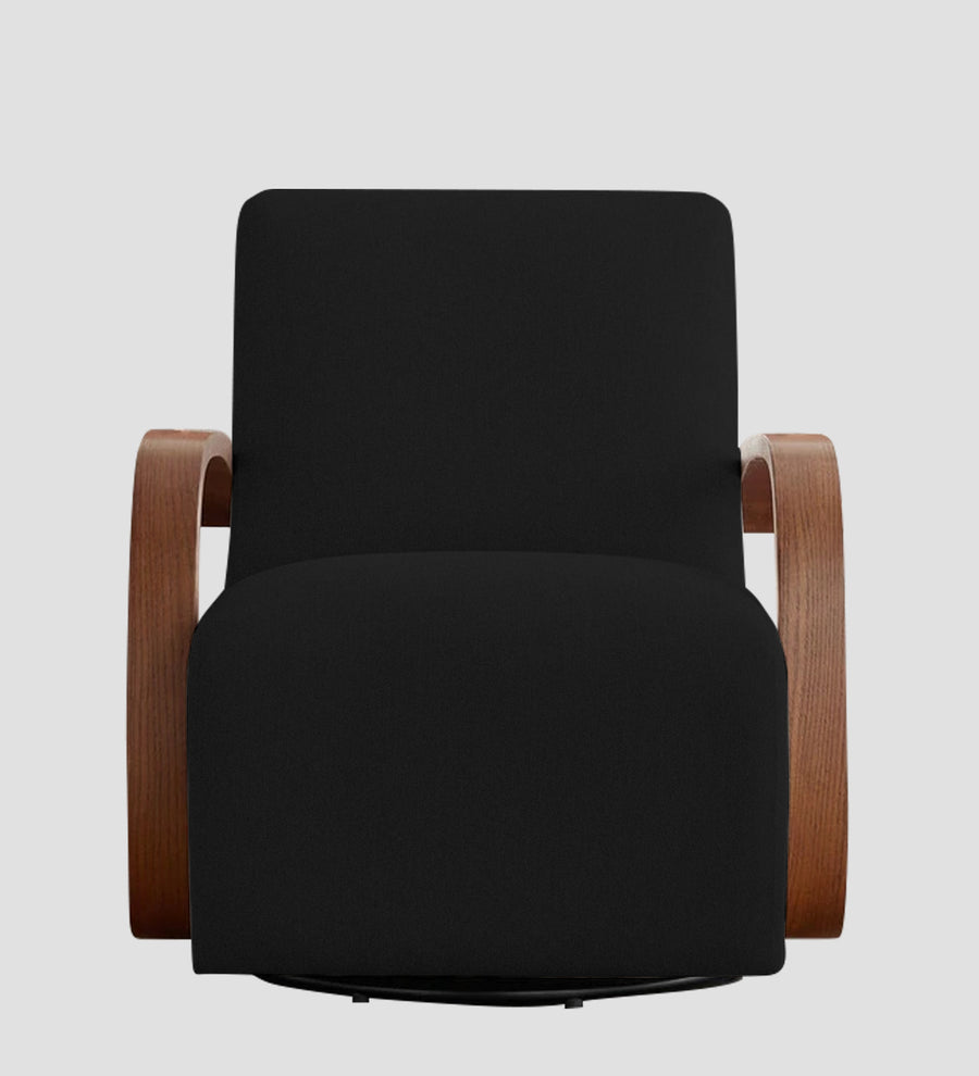Balma Fabric Swivel Chair In Zed Black Colour - Febonic Living