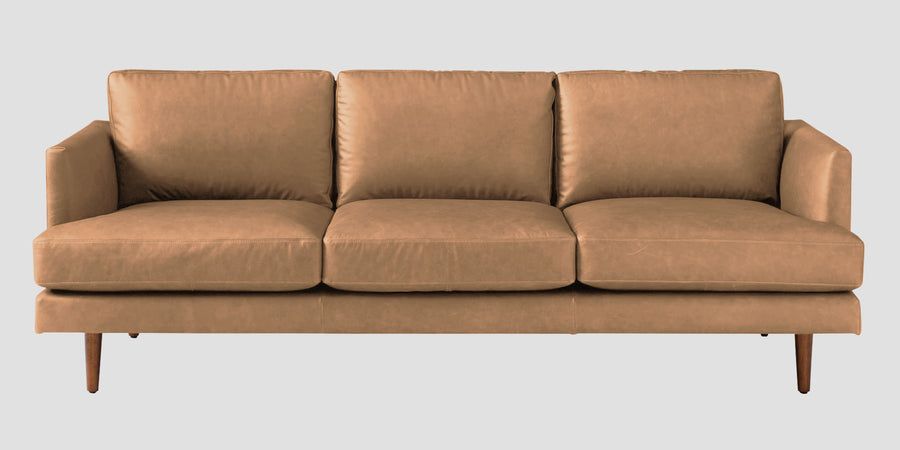 Sterio Leatherette 3 Seater Sofa In Sepia Beige Colour - Febonic Living