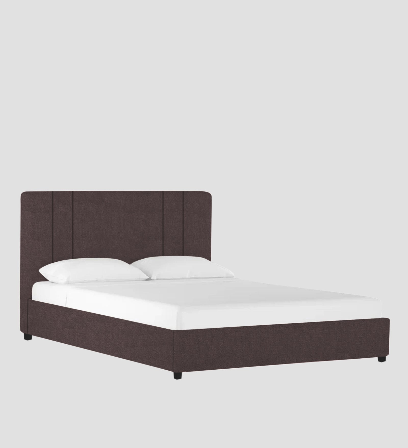Asyra Velvet Queen Bed in Mocha Brown Colour With Box Storage