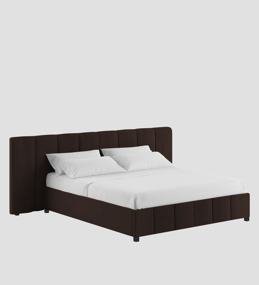 Nora Fabric Upholstered King Size Bed In Coffee Brown Colour With Box Storage - Febonic Living
