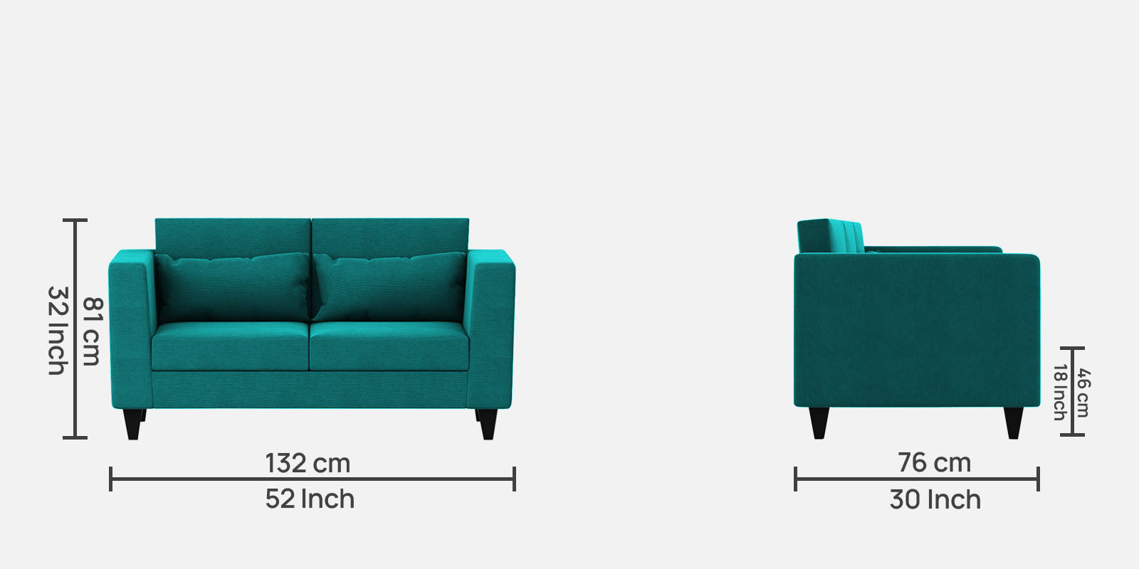 Nipul Fabric 2 Seater Sofa in Sea Green Colour