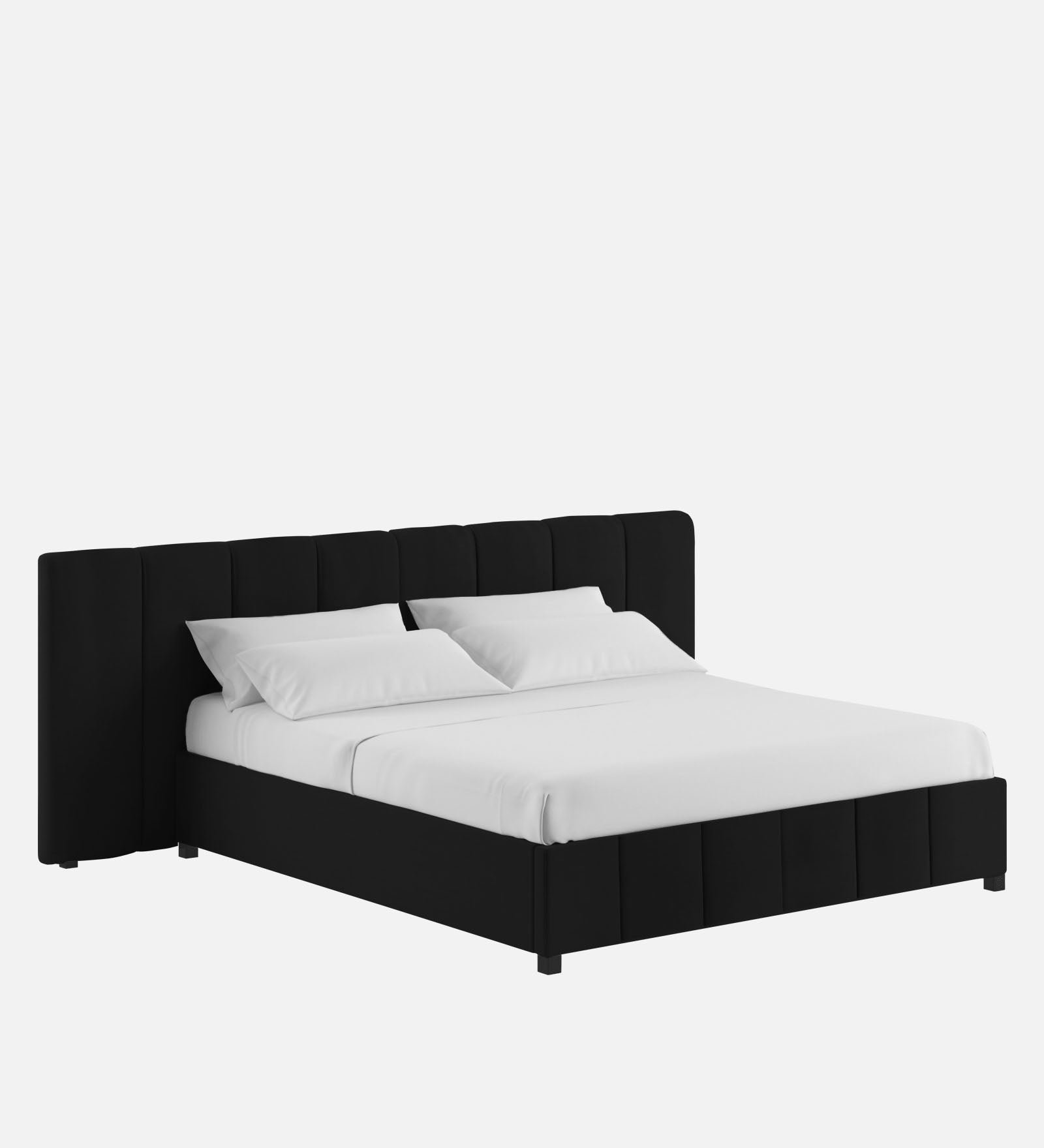 Nora Fabric Queen Size Bed In Zed Black Colour