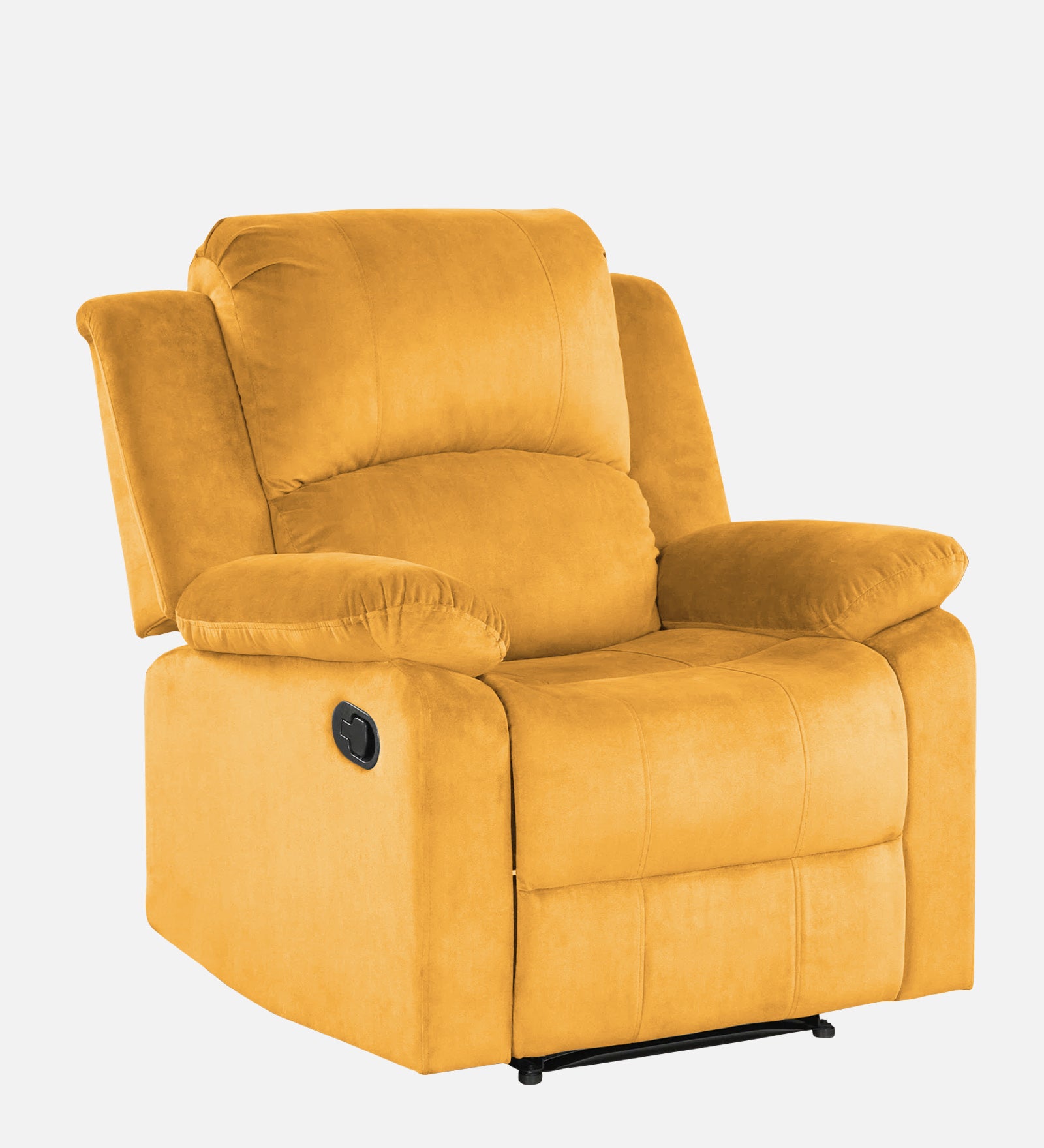 Henry Velvet Manual 1 Seater Recliner In Turmeric Yellow Colour