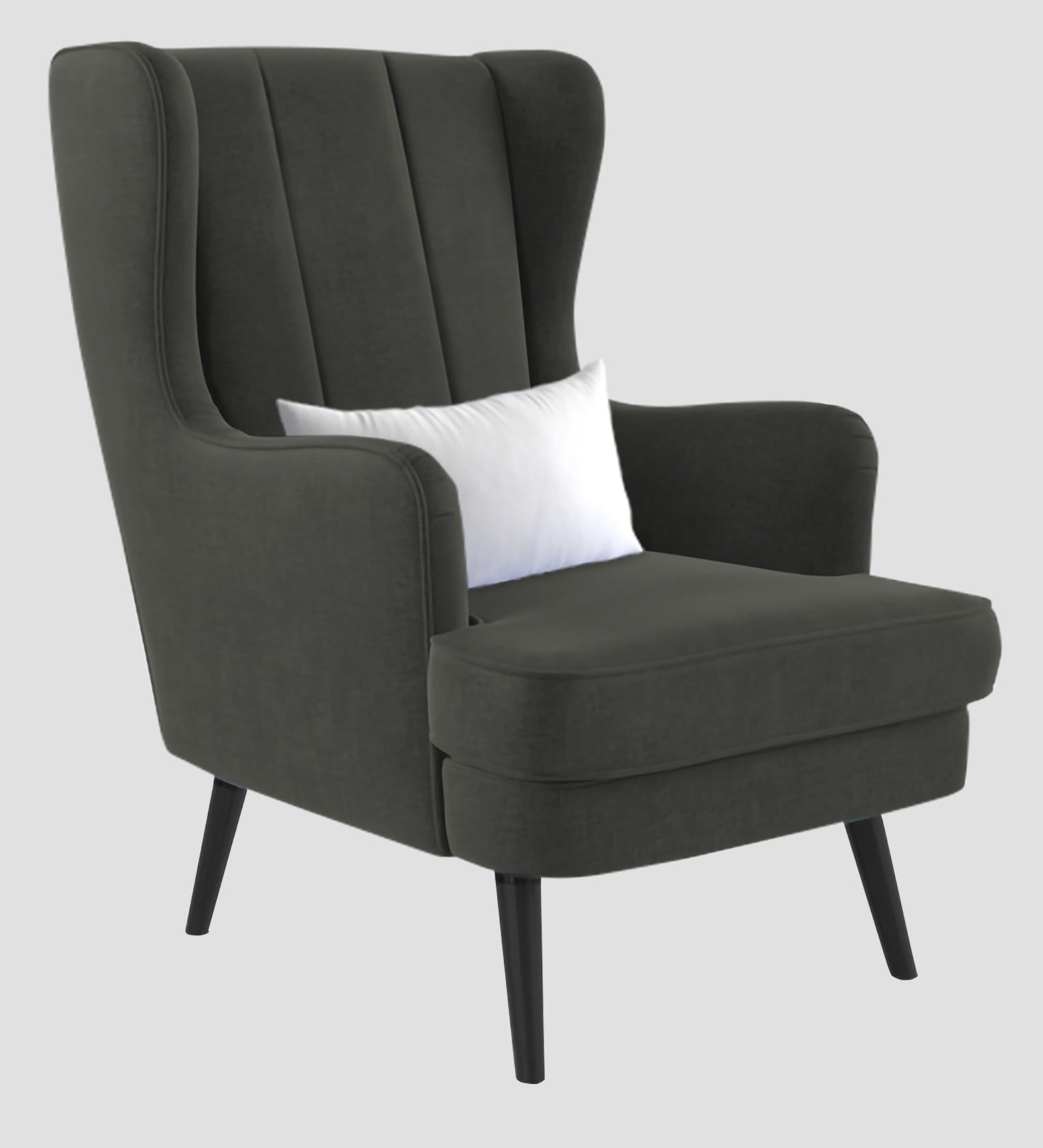 Niya Velvet 1 Seater Wing Chair in Hory Grey Colour