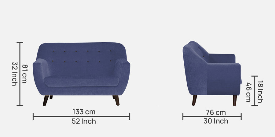 German Fabric 2 Seater Sofa In Slate Blue Colour - Febonic Living