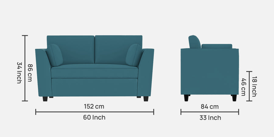 Bristo Velvet 2 Seater Sofa In Aqua Blue Colour With Storage - Febonic Living
