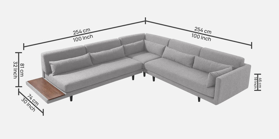 Malta Fabric 6 Seater Rhs Corner Sofa In Lit Grey Colour - Febonic Living