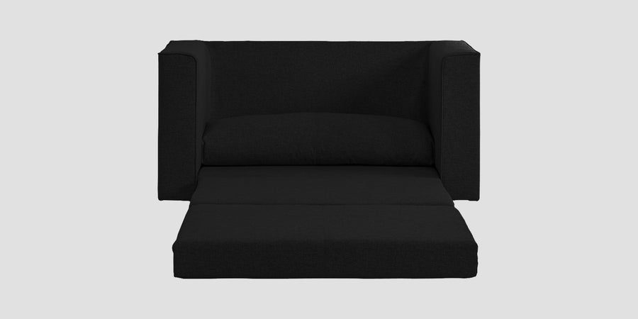 Kenia Fabric 2 Seater Foldable Sofa Cum Bed In Zed Black Colour - Febonic Living