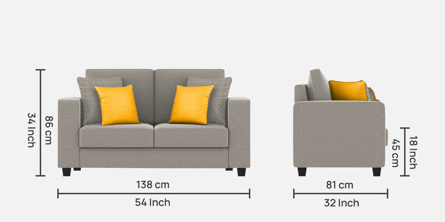 Nabi Fabric 2 Seater Sofa In Ash Grey Colour - Febonic Living