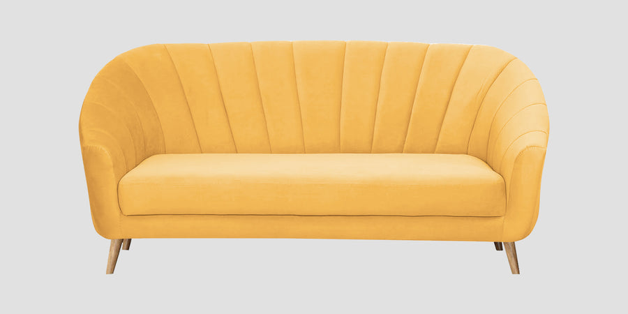 Kaylee Velvet 3 Seater Sofa In Turmeric Yellow Colour - Febonic Living