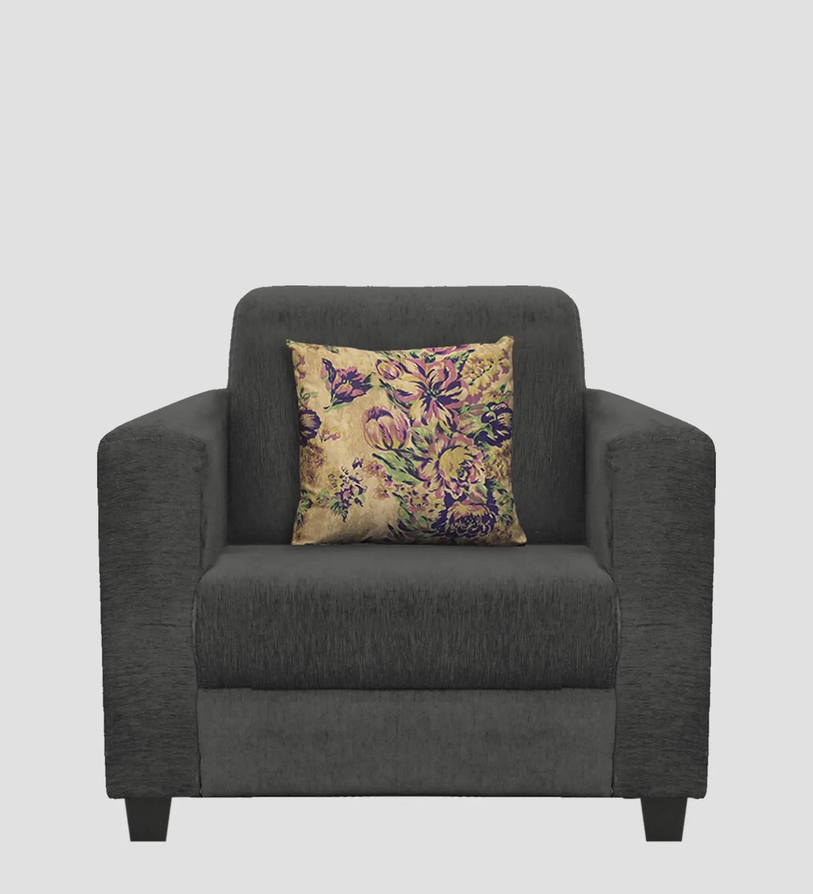 Lipu Fabric 1 Seater Sofa In Charcoal Grey Colour Febonic Living