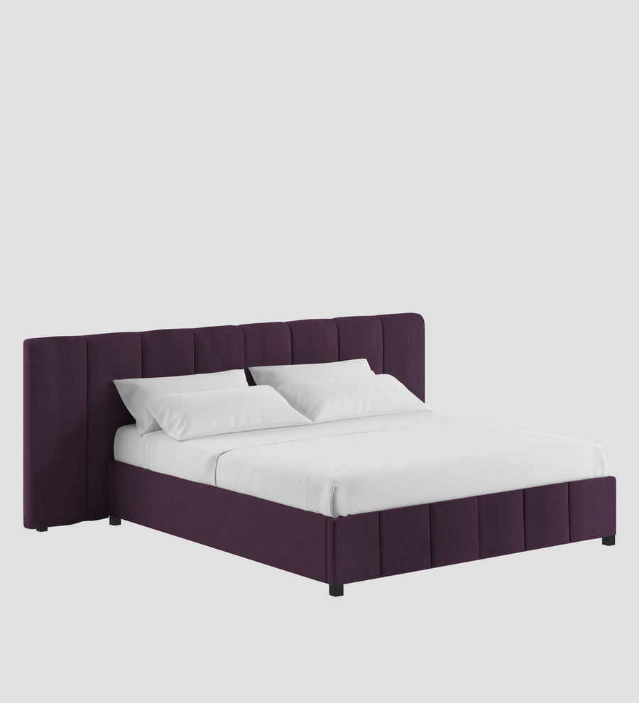 Nora Fabric Upholstered King Size Bed In Greek Purple Colour With Box Storage - Febonic Living