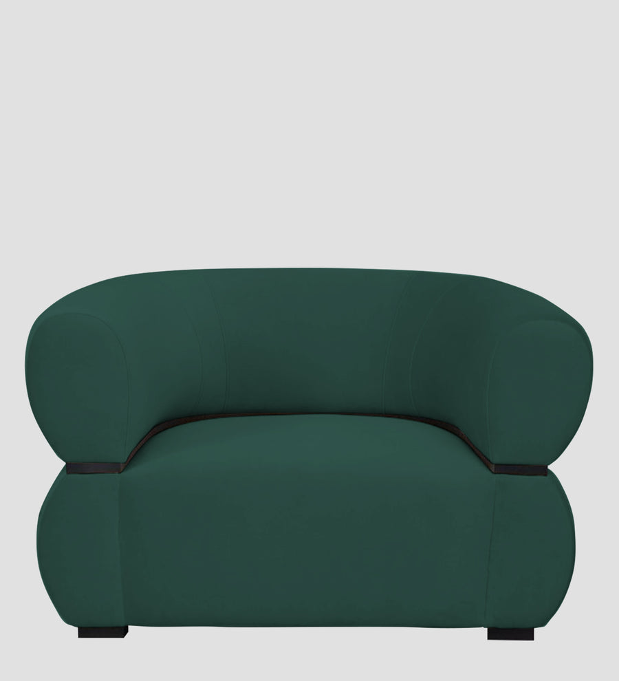 Kula Velvet 1 Seater Sofa In Amazon Green Colour - Febonic Living