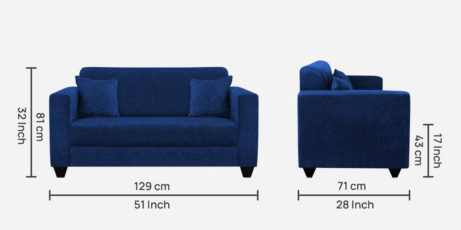 Nebula Fabric 2 Seater Sofa in Royal Blue Colour