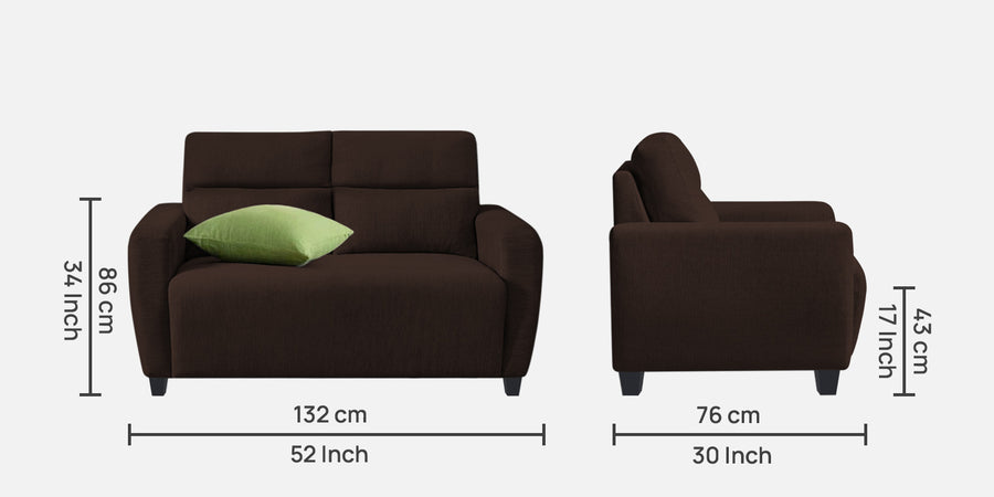 Bakadi Fabric 2 Seater Sofa In Coffee Brown Colour - Febonic Living
