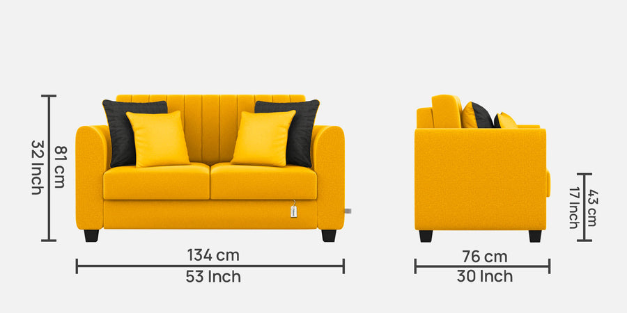 Cosmic Fabric 2 Seater Sofa In Bold Yellow Colour - Febonic Living