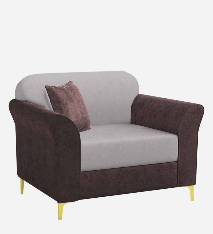Jordan Velvet 1 Seater Sofa In Mocha Brown And Concreate Grey Colour - Febonic Living