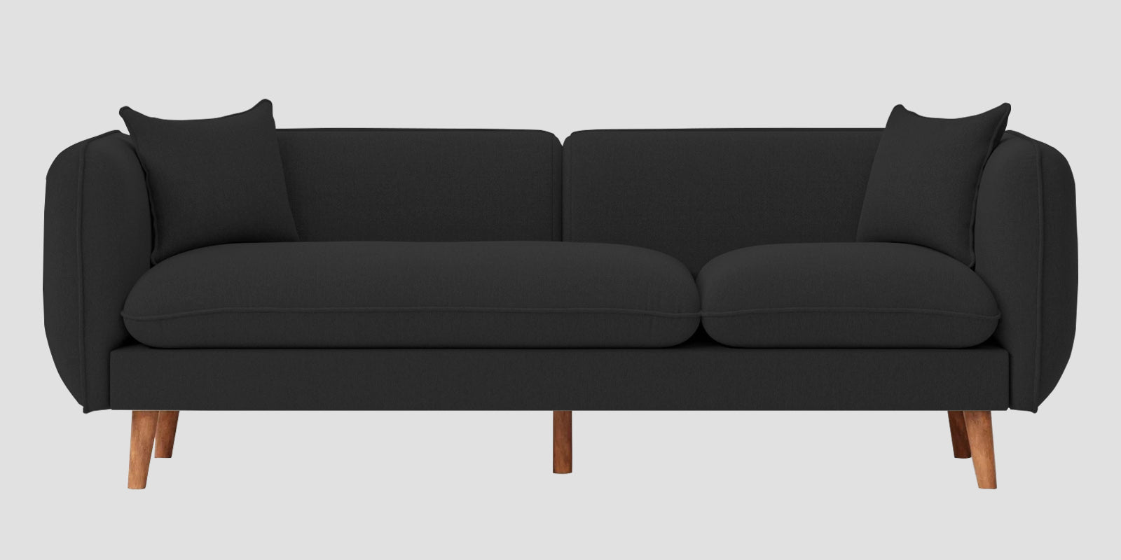 Reva Fabric 3 Seater Sofa In Bitter Black Colour - Febonic Living