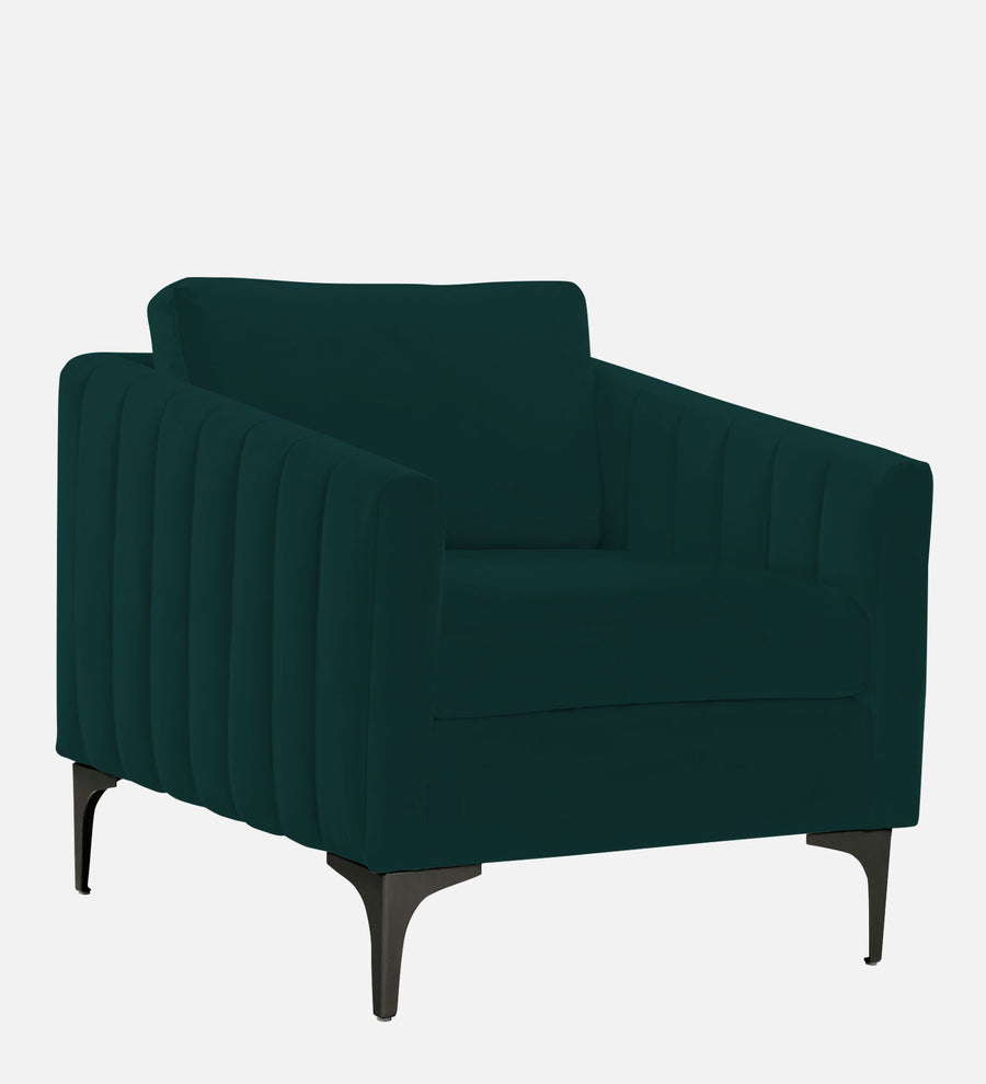 Haru Velvet 1 Seater Sofa In Forest Green Colour - Febonic Living