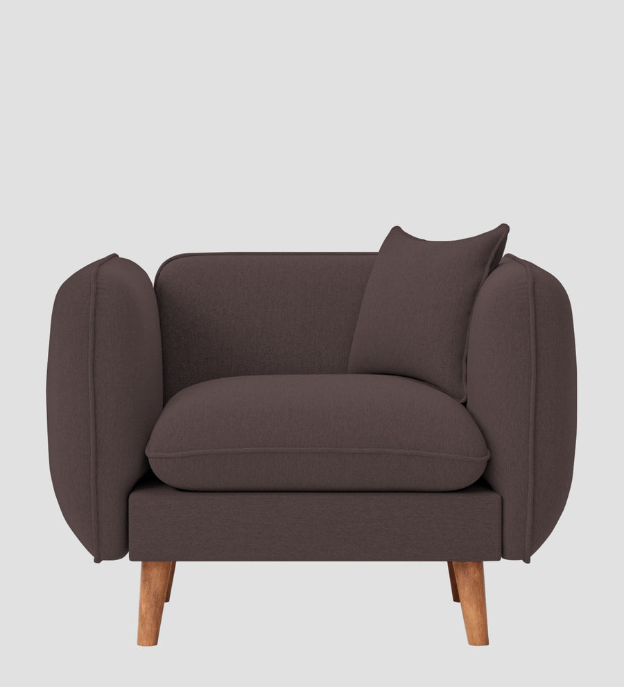Reva Fabric 1 Seater Sofa In Night Brown Colour - Febonic Living