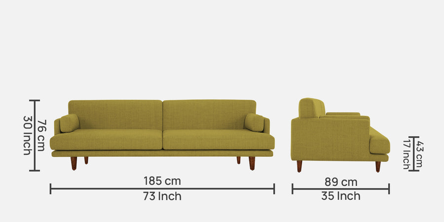Ricky Fabric 3 Seater Sofa In Parrot Green Colour - Febonic Living