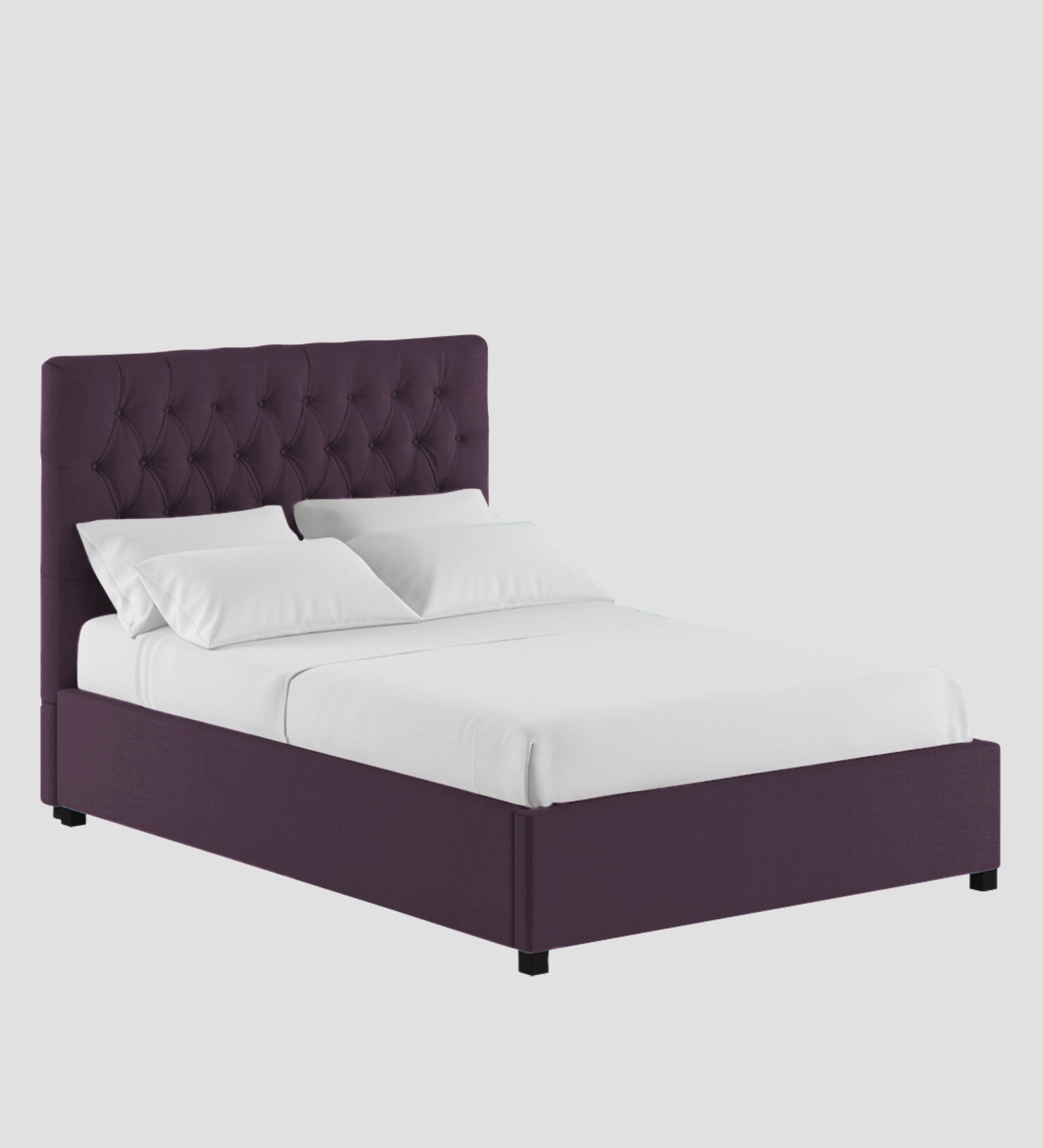 Isko Fabric King Size Bed In Greek Purple Colour With Storage Box - Febonic Living