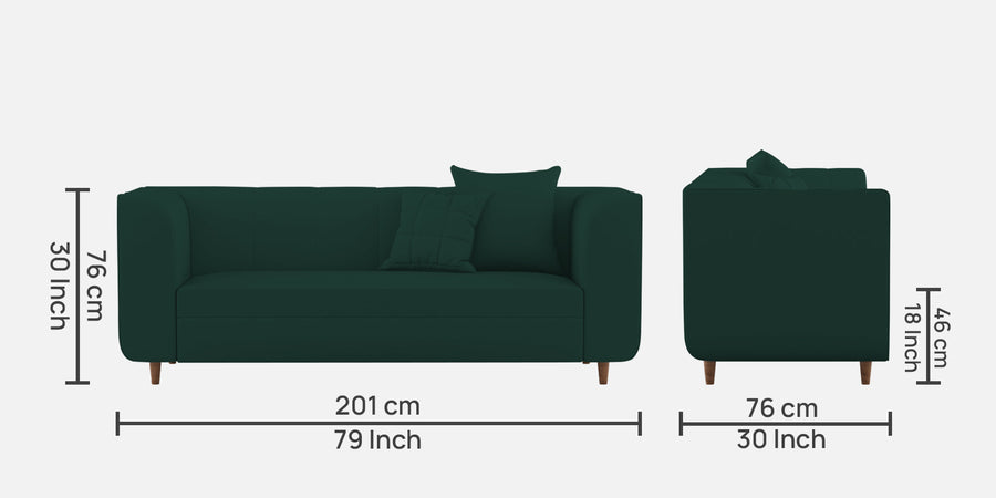 Sumo Velvet 3 Seater Sofa In Forest Green Colour - Febonic Living