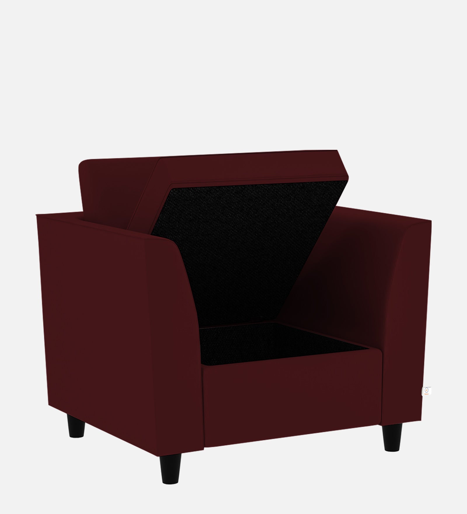 Bristo Velvet 1 Seater Sofa in Dark Maroon Colour With Storage