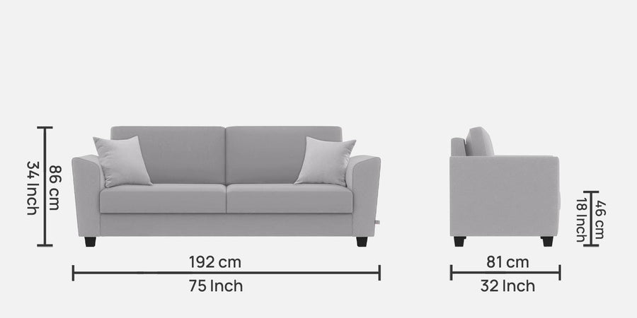 Daku Fabric 3 Seater Sofa In Lit Grey Colour - Febonic Living