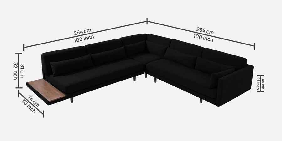 Malta Fabric 6 Seater Rhs Corner Sofa In Zed Black Colour - Febonic Living