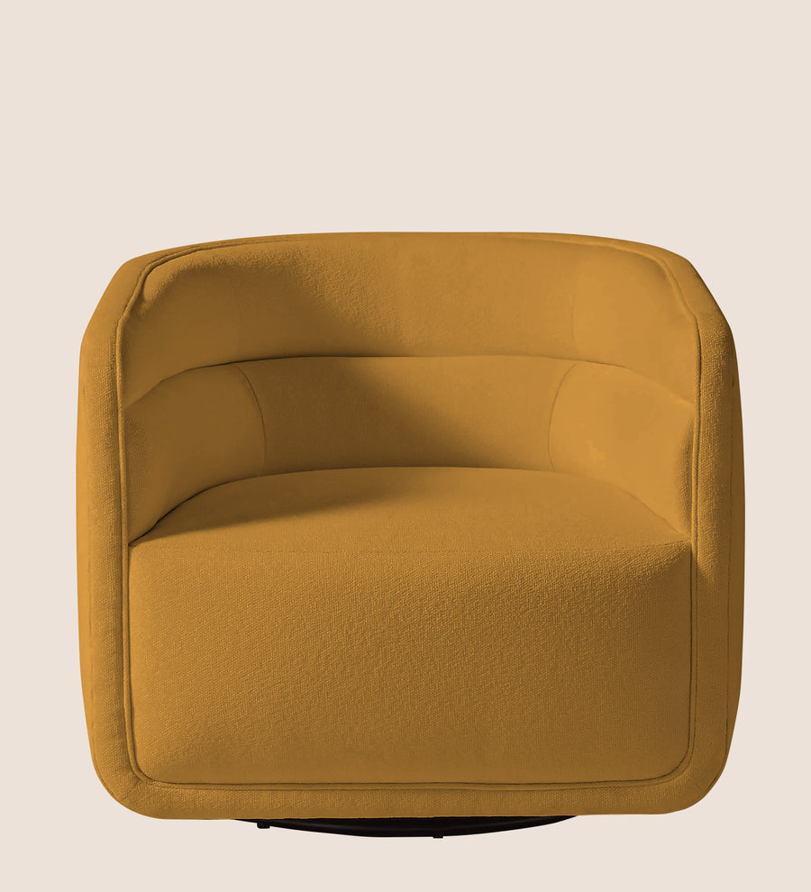 Ria Fabric Swivel Chair In Corn Yellow Colour - Febonic Living