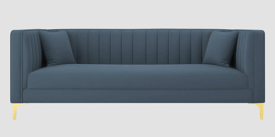 Saban Velvet 3 Seater Sofa In Oxford Blue Colour - Febonic Living