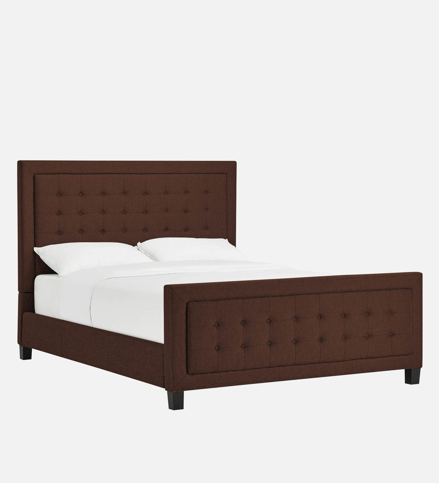 Kaster Fabric Upholstered Queen Size Bed In Coffee Brown Colour - Febonic Living